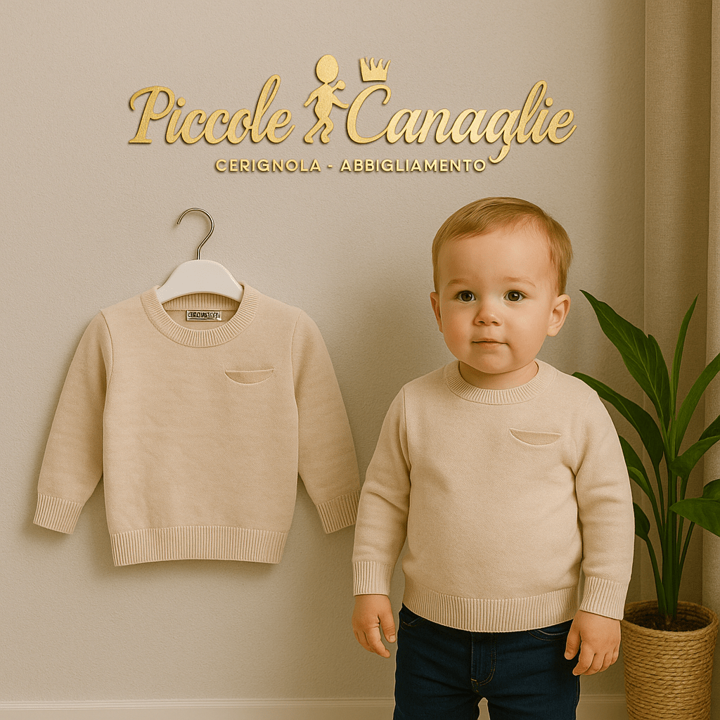 Maglioncino Taschino Begie - Piccole Canaglie - PC22641