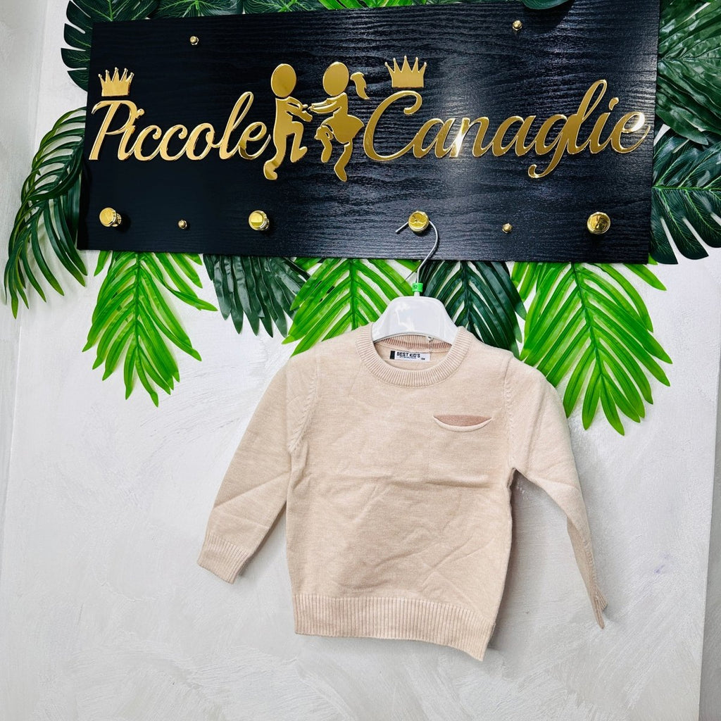 Maglioncino Taschino Begie - Piccole Canaglie - PC22641