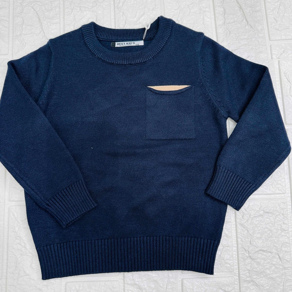 Maglioncino taschino blu - Piccole Canaglie - PC21061