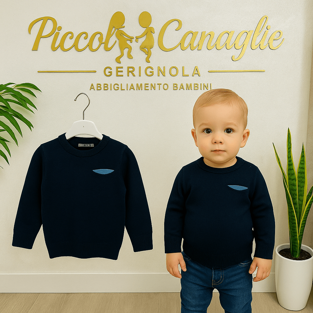 Maglioncino Taschino Blu - Piccole Canaglie - PC22646
