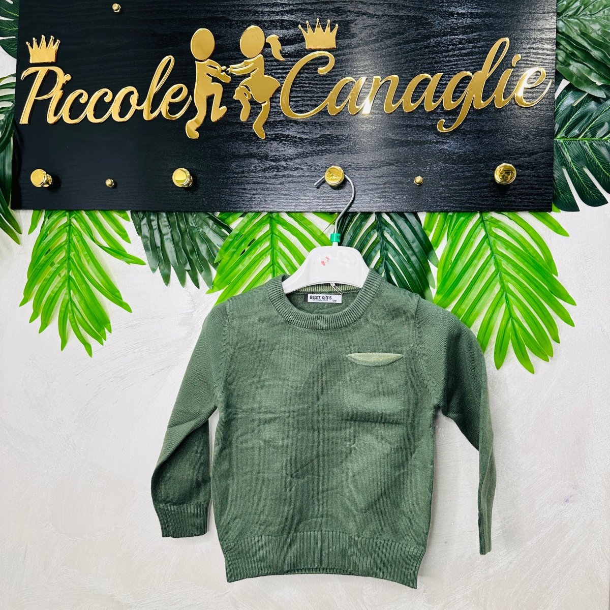 Maglioncino Taschino verde - Piccole Canaglie - PC22651