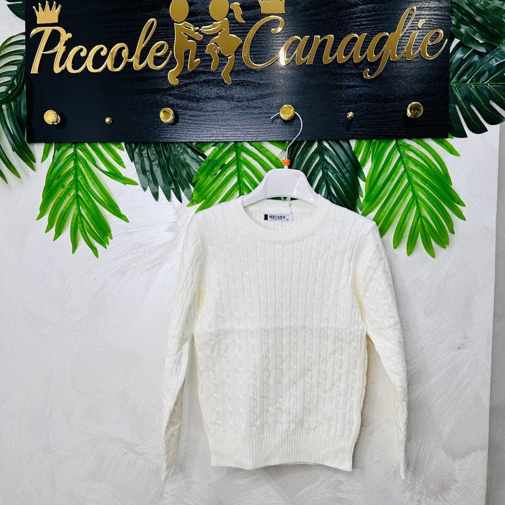 Maglioncino Trecce Bianco anni - Piccole Canaglie - PC22661
