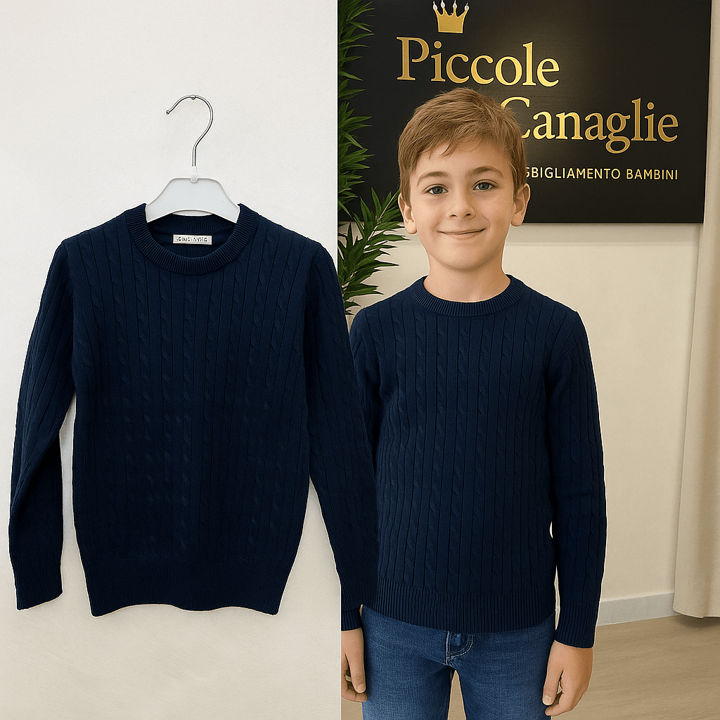 Maglioncino Trecce Blu anni - Piccole Canaglie - PC22667