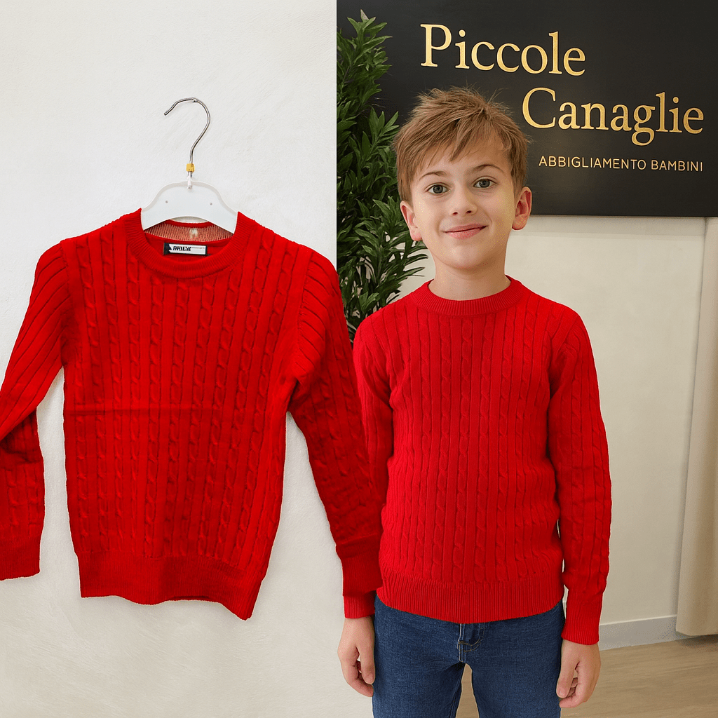 Maglioncino Trecce rosso anni - Piccole Canaglie - PC22679