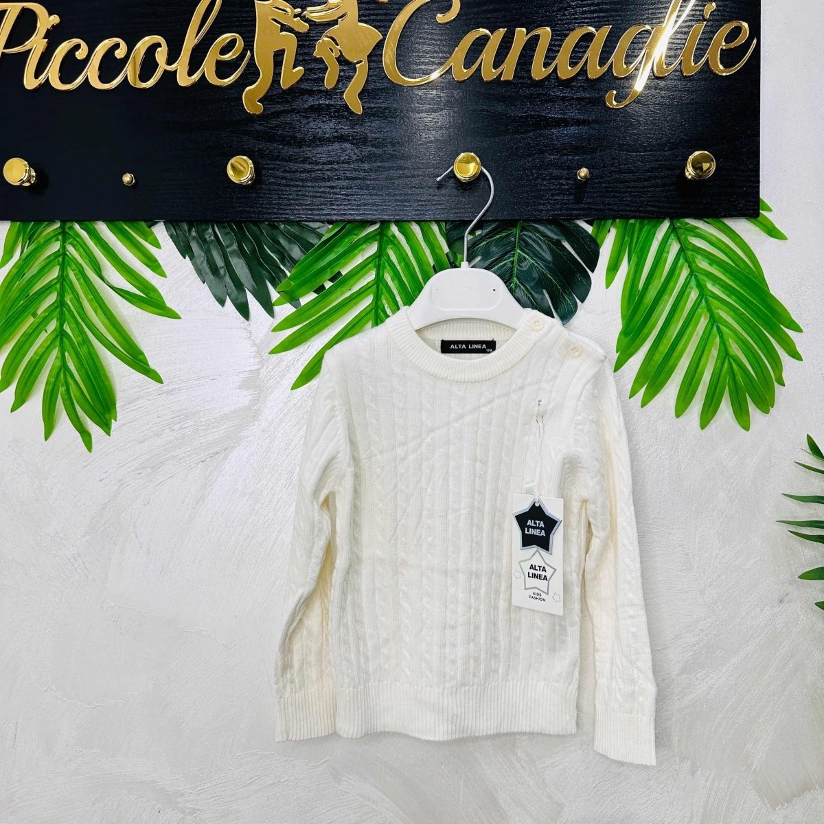 Maglioncino Treccia bianco - Piccole Canaglie - PC22116