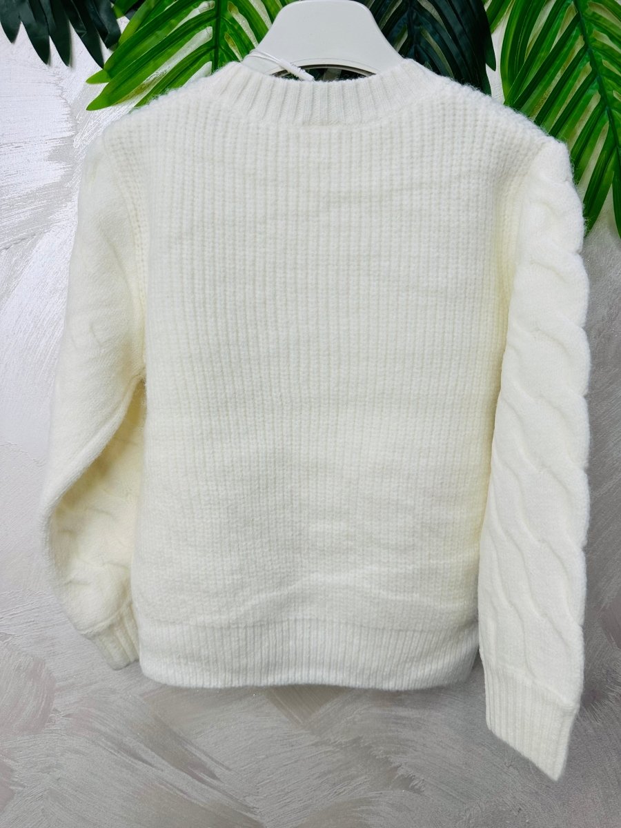 Maglioncino trecciona Panna - Piccole Canaglie - PC23218