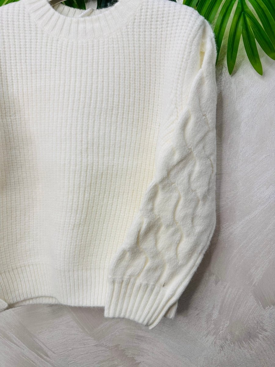 Maglioncino trecciona Panna - Piccole Canaglie - PC23218