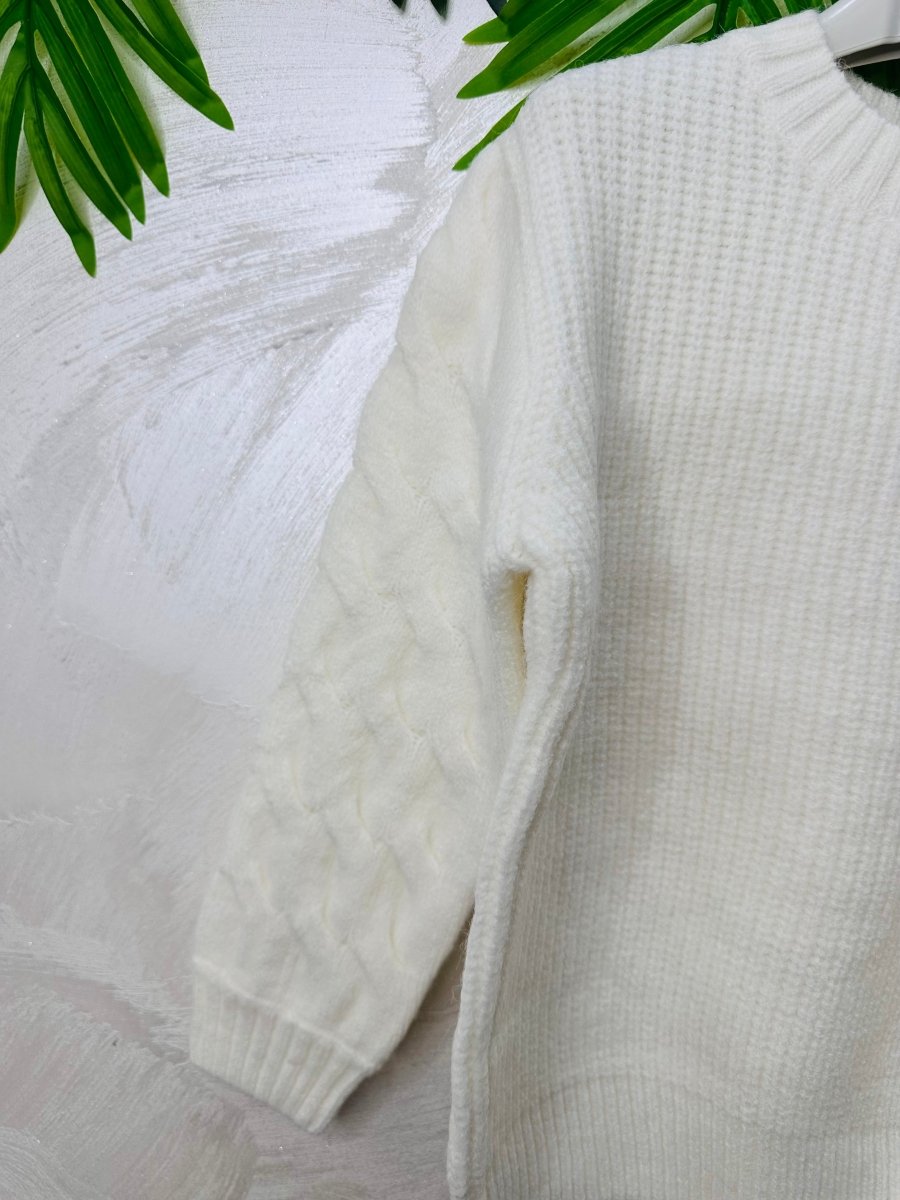 Maglioncino trecciona Panna - Piccole Canaglie - PC23218