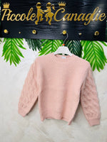 Maglioncino trecciona Rosa - Piccole Canaglie - PC23224