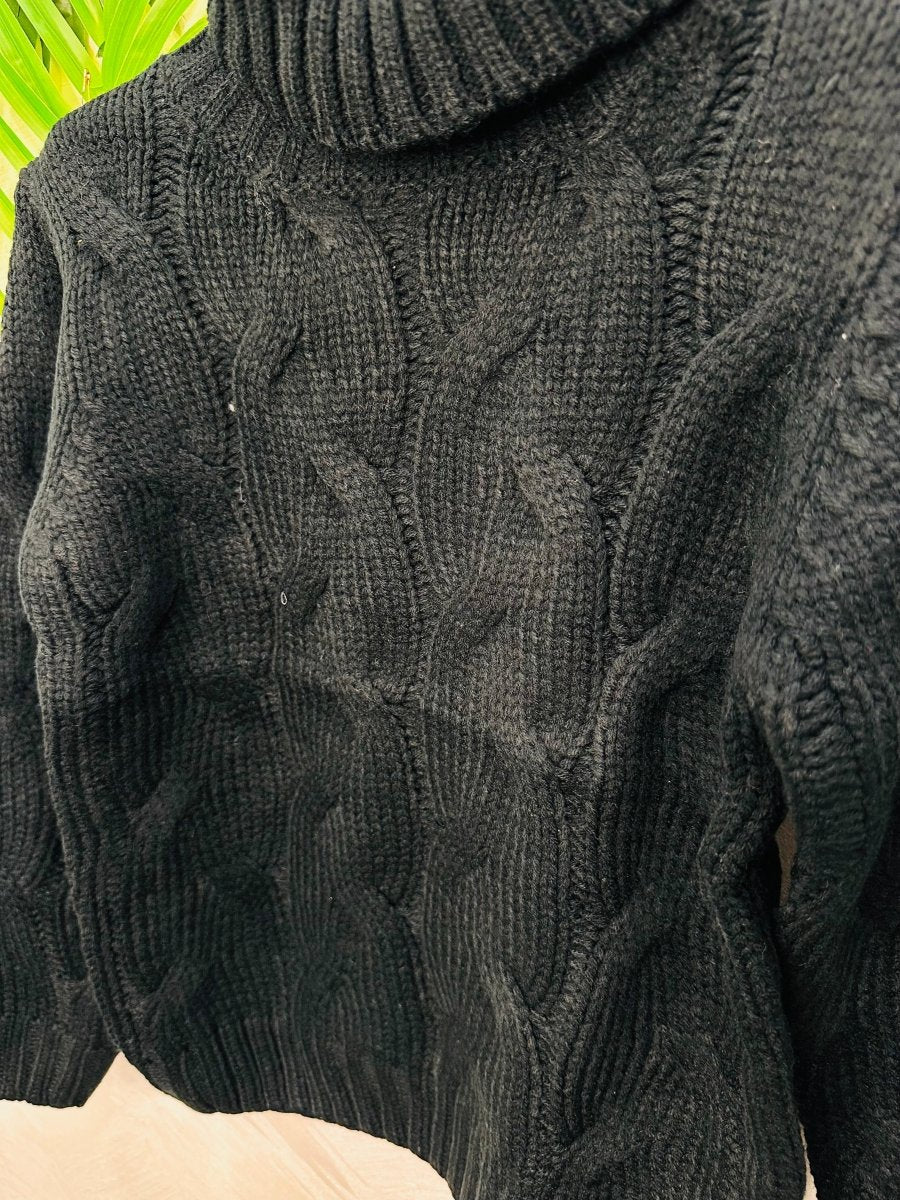 Maglione treccia nero - Piccole Canaglie - PC24642