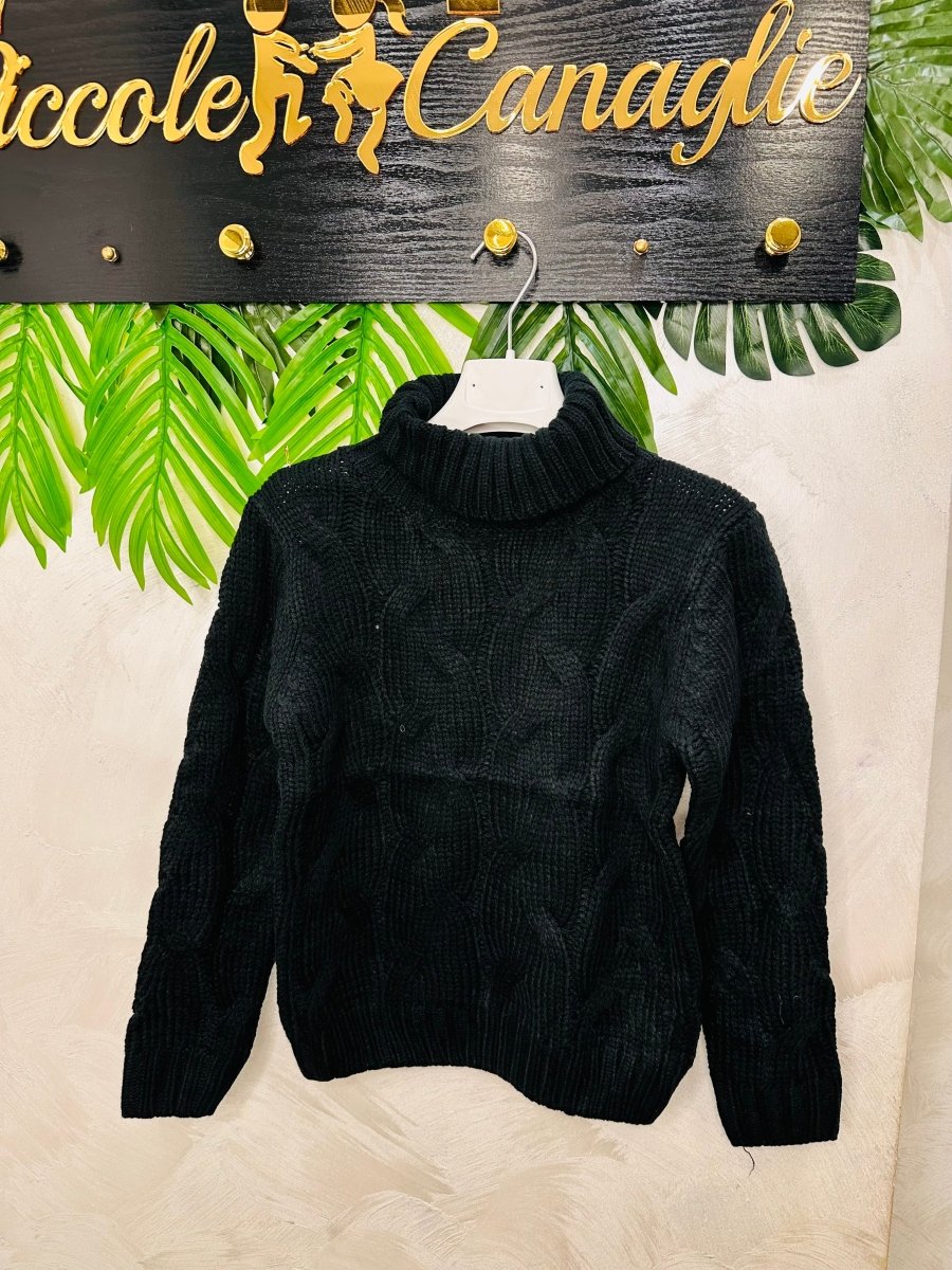 Maglione treccia nero - Piccole Canaglie - PC24642
