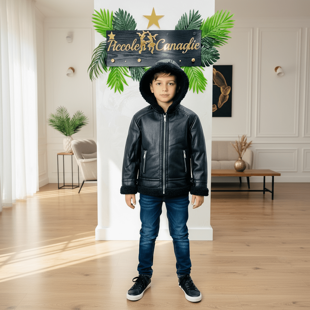 Montone nero Con Cappuccio Mod Z@ra - Piccole Canaglie - PC22862