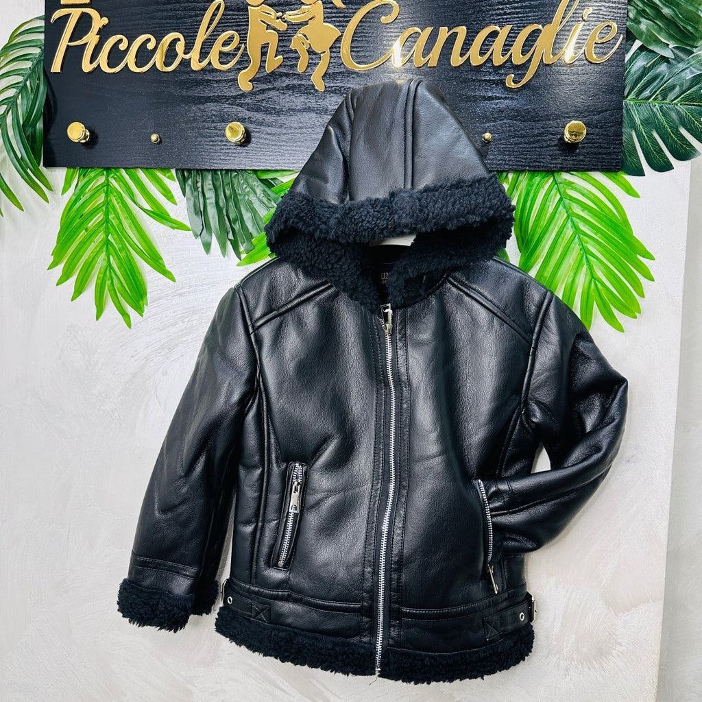 Montone nero Con Cappuccio Mod Z@ra - Piccole Canaglie - PC22862