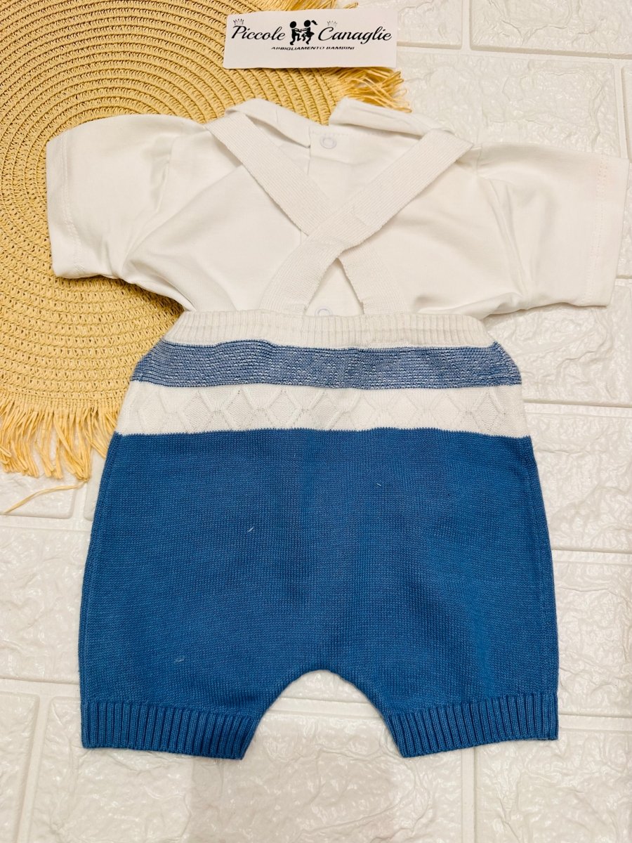 Pagliaccetto A Salopette In Filo Celeste 9635 - Piccole Canaglie - PC26868