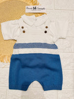 Pagliaccetto A Salopette In Filo Celeste 9635 - Piccole Canaglie - PC26868