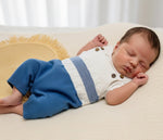 Pagliaccetto A Salopette In Filo Celeste 9635 - Piccole Canaglie - PC26868