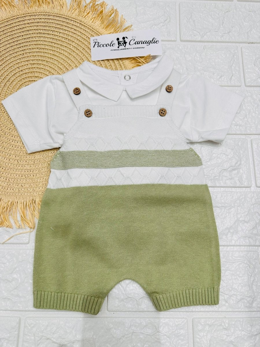 Pagliaccetto A Salopette In Filo Verde 9635 - Piccole Canaglie - PC26870