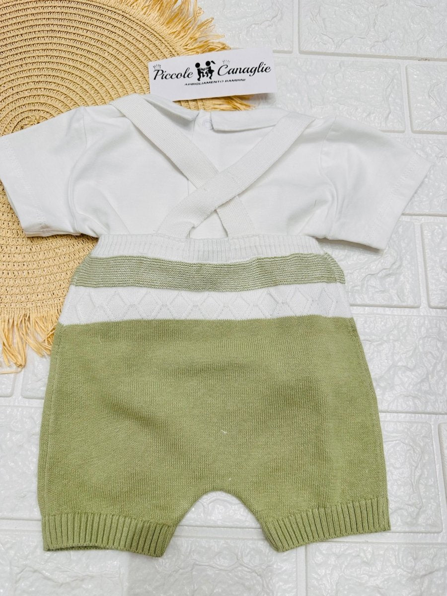 Pagliaccetto A Salopette In Filo Verde 9635 - Piccole Canaglie - PC26870