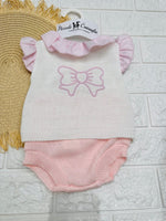 Pagliaccetto In Filo Fiocchettino Ricamo Rosa 261154 - Piccole Canaglie - PC26852