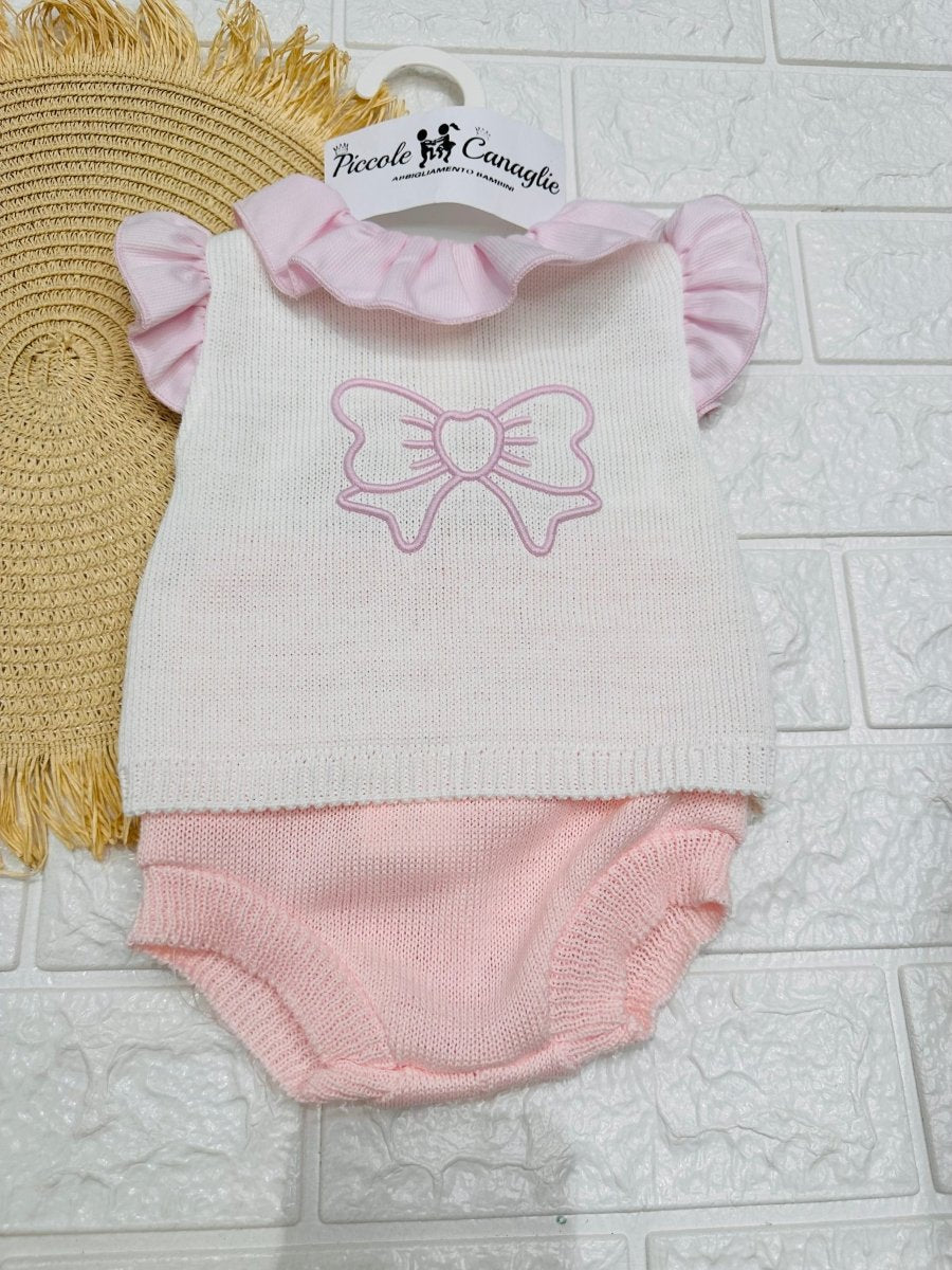 Pagliaccetto In Filo Fiocchettino Ricamo Rosa 261154 - Piccole Canaglie - PC26852