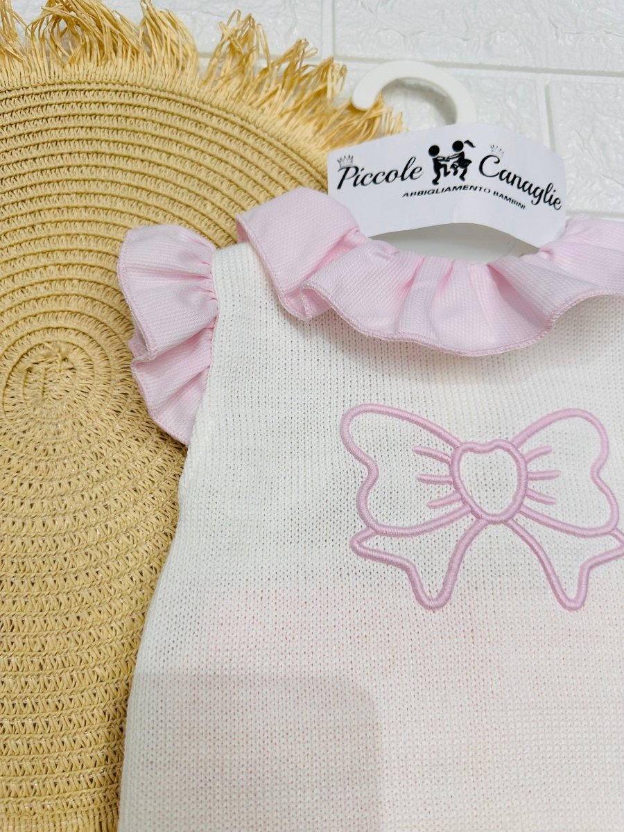 Pagliaccetto In Filo Fiocchettino Ricamo Rosa 261154 - Piccole Canaglie - PC26852