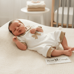 Pagliaccetto orso fiocco beige 32101 - Piccole Canaglie - PC26562