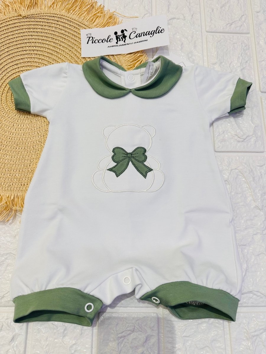 Pagliaccetto orso fiocco verde 32101 - Piccole Canaglie - PC26556