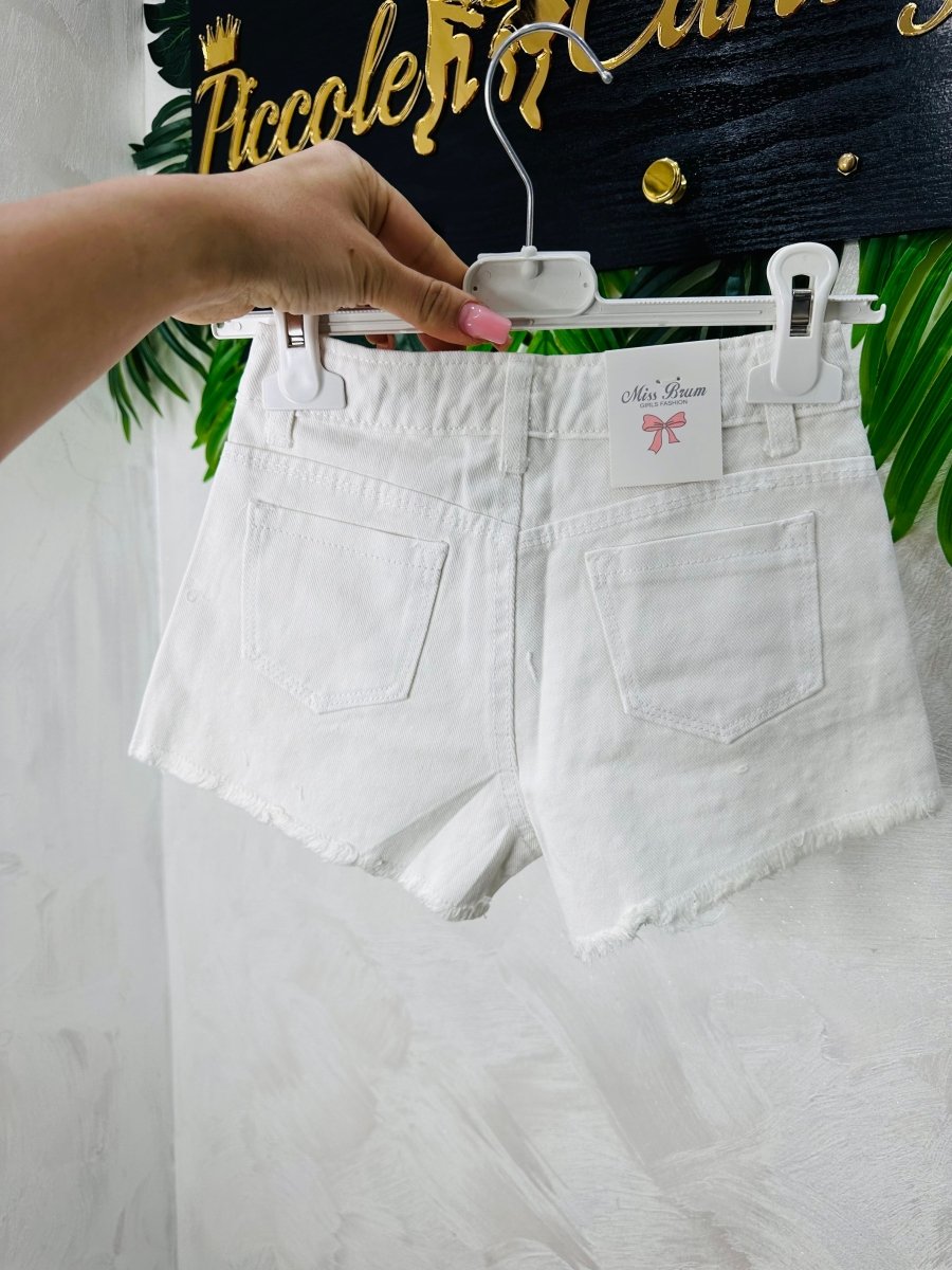 Pantaloncino Bianco Strass - Piccole Canaglie - PC28385