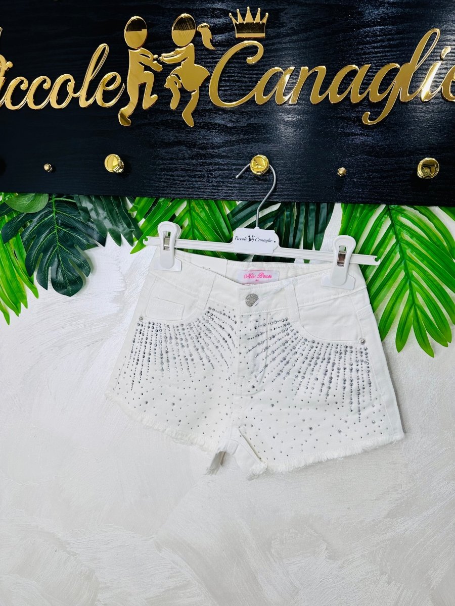 Pantaloncino Bianco Strass - Piccole Canaglie - PC28385