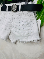 Pantaloncino Jeans Bianco Brillantini - Piccole Canaglie - PC27886