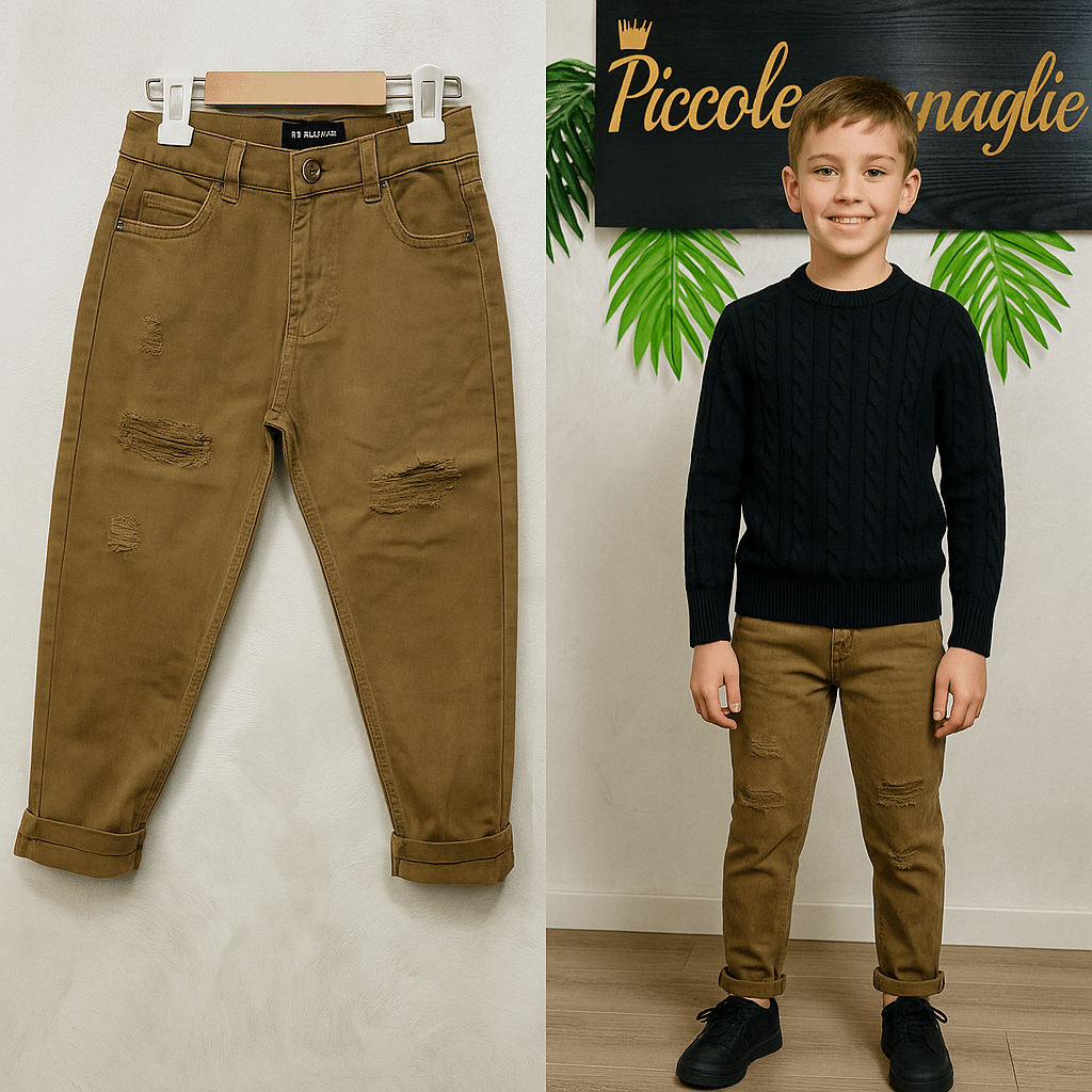 Pantalone Strappo Begie - Piccole Canaglie - PC22588