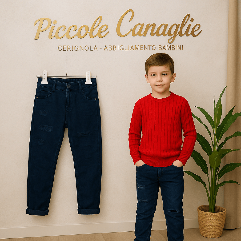 Pantalone Strappo blu - Piccole Canaglie - PC22592