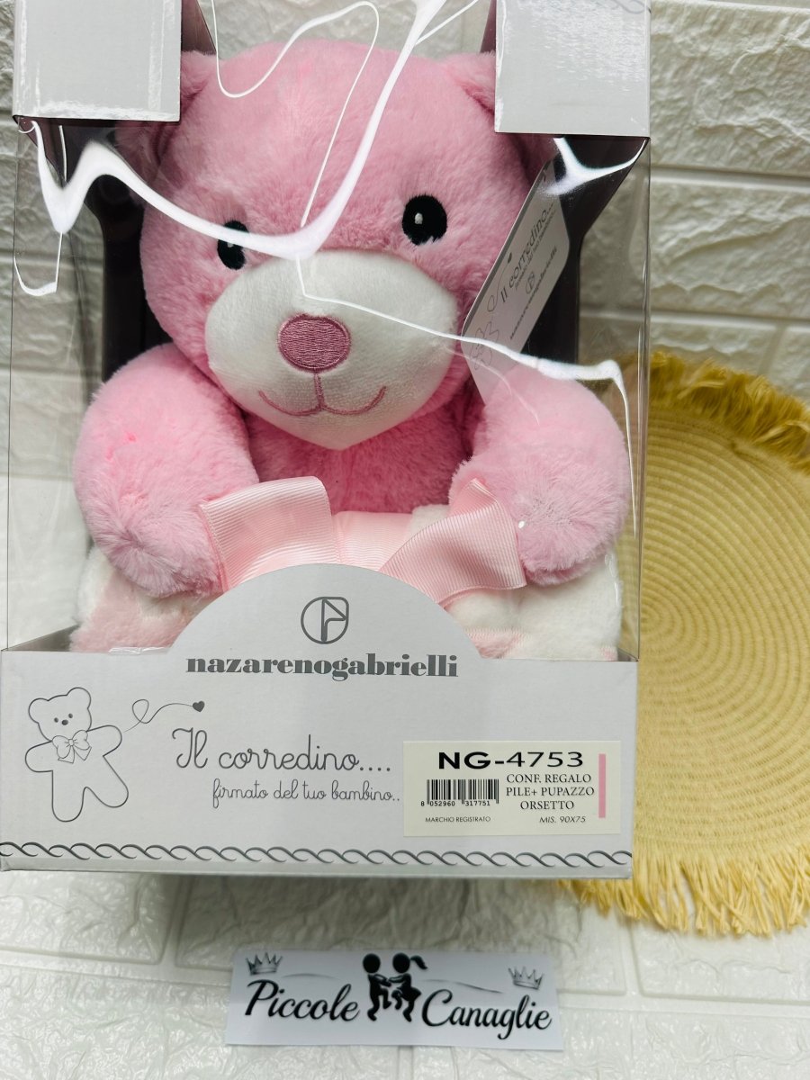 Peluche Neoanti + coperta in pile dim 90x75 NG4753 rosa - Piccole Canaglie - PC29585
