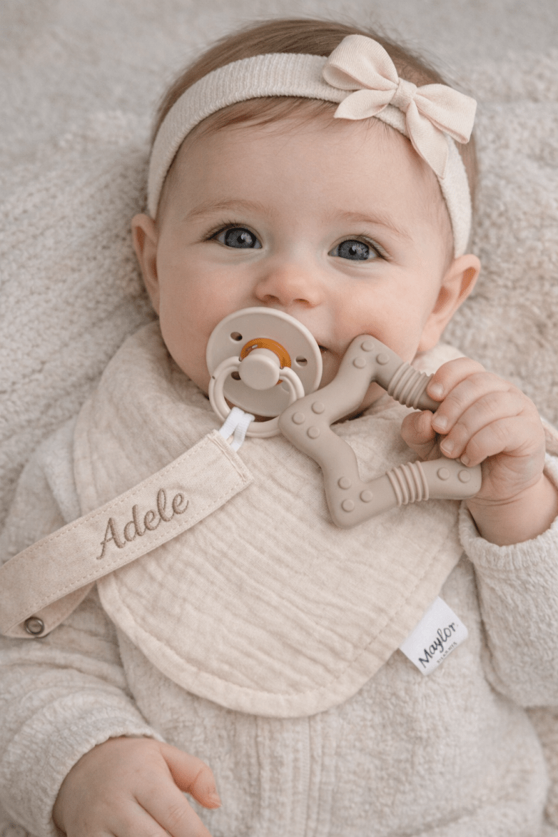 Porta Ciuccio Beige Personalizzabile Wdd07 - Piccole Canaglie - PC26934