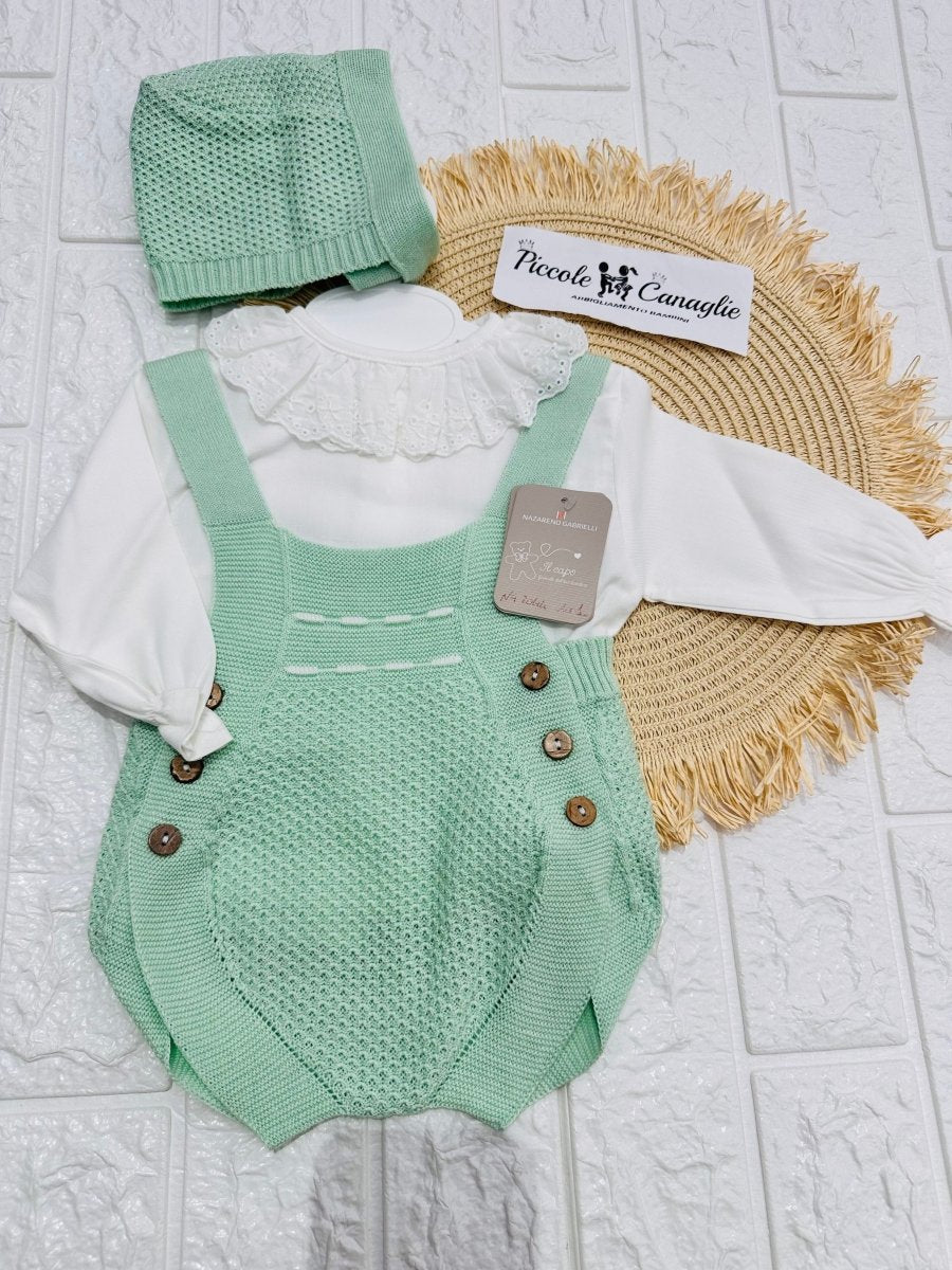 Salopetta Manica Lunga Verde Ng2044 Dis 1 - Piccole Canaglie - PC29145