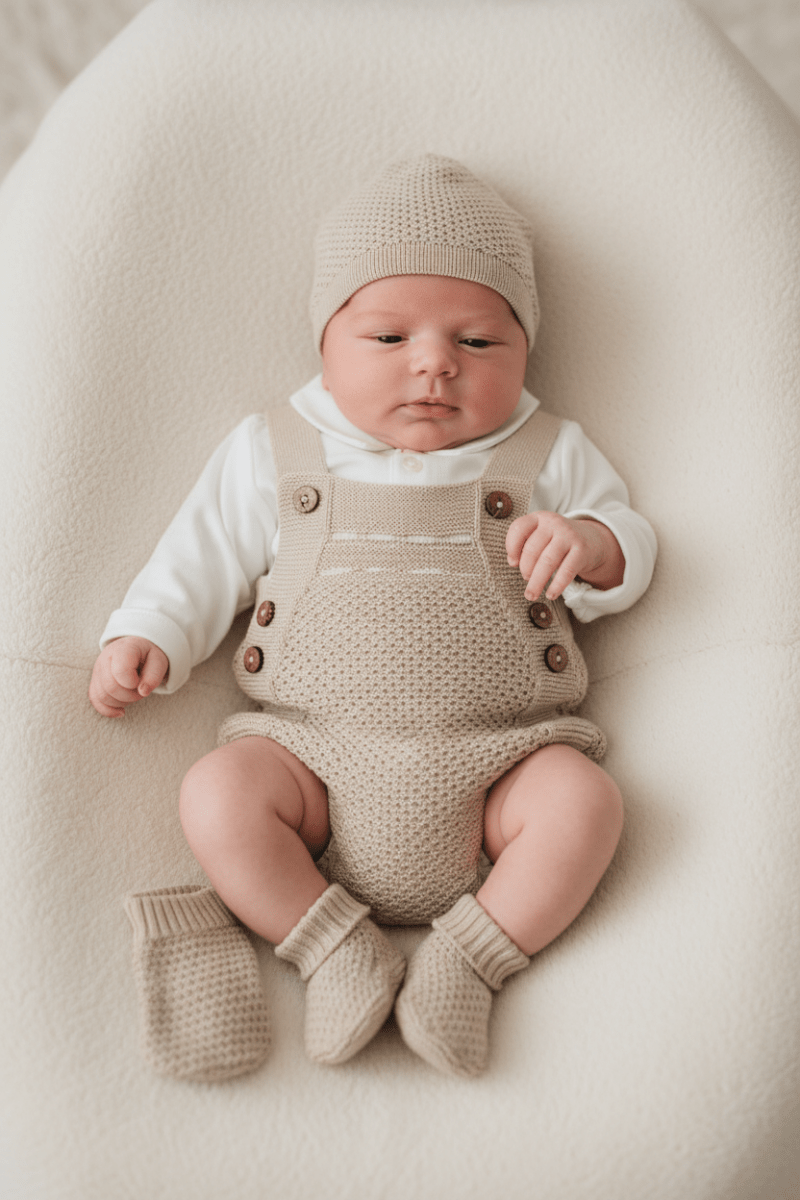 Salopetta Pagliaccetto Filocotone Beige Ng2045 Dis1 - Piccole Canaglie - PC25915
