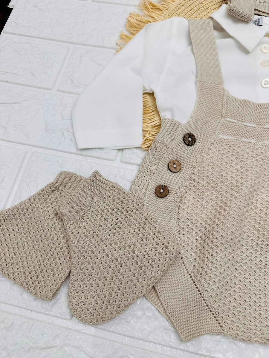 Salopetta Pagliaccetto Filocotone Beige Ng2045 Dis1 - Piccole Canaglie - PC25915