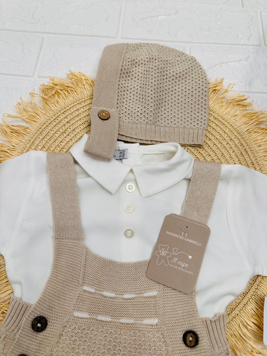 Salopetta Pagliaccetto Filocotone Beige Ng2045 Dis1 - Piccole Canaglie - PC25915