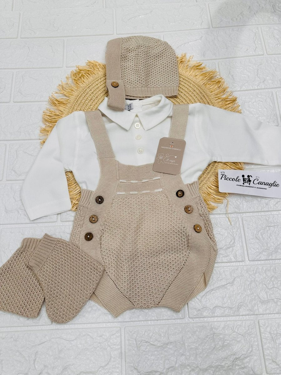 Salopetta Pagliaccetto Filocotone Beige Ng2045 Dis1 - Piccole Canaglie - PC25915