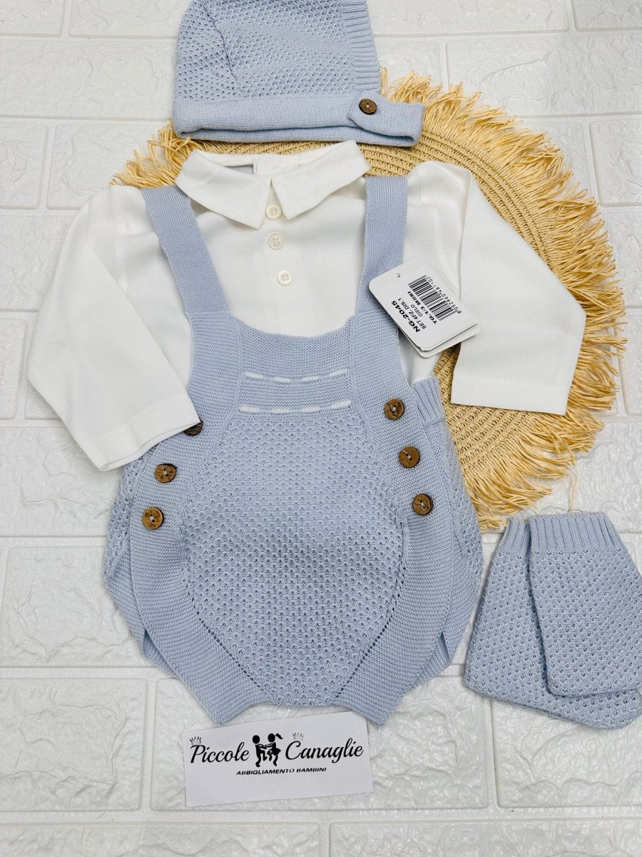 Salopetta Pagliaccetto Filocotone Celeste Ng2045 Dis1 - Piccole Canaglie - PC25924