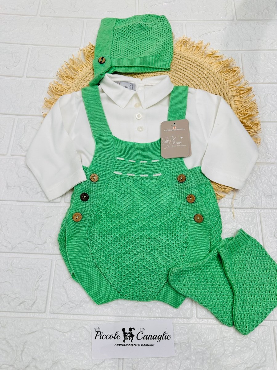 Salopetta Pagliaccetto Filocotone Verde Ng2045 Dis1 - Piccole Canaglie - PC25921