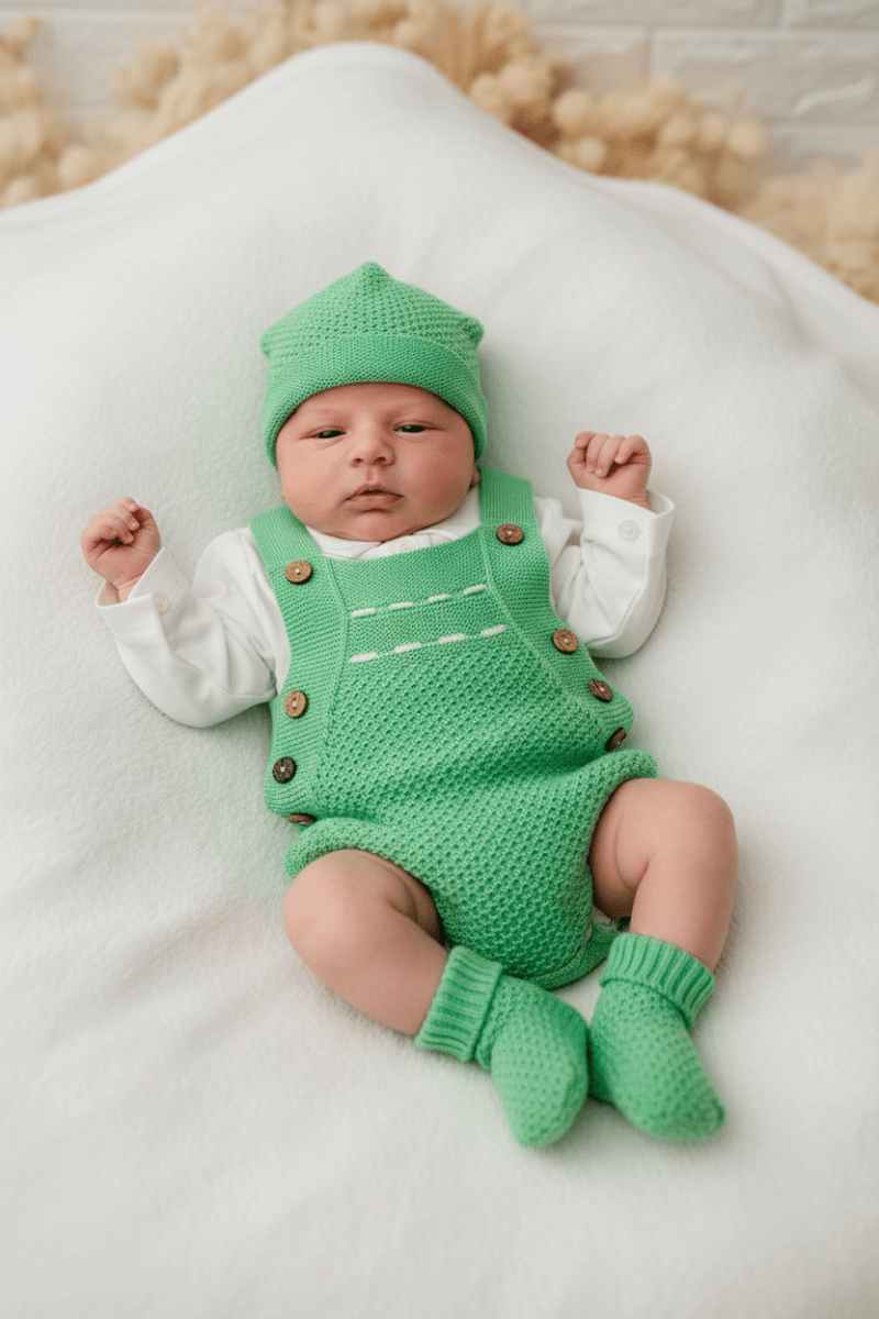 Salopetta Pagliaccetto Filocotone Verde Ng2045 Dis1 - Piccole Canaglie - PC25921