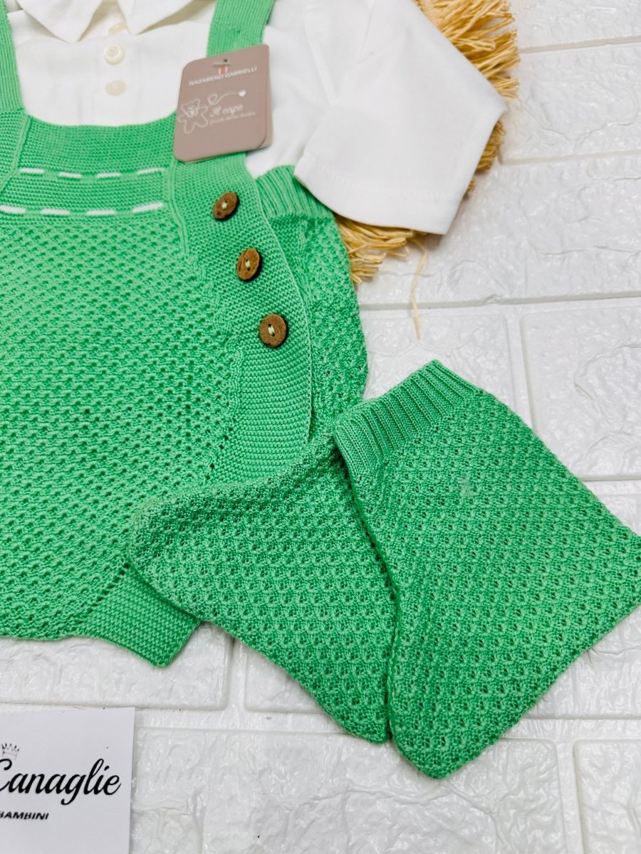 Salopetta Pagliaccetto Filocotone Verde Ng2045 Dis1 - Piccole Canaglie - PC25921