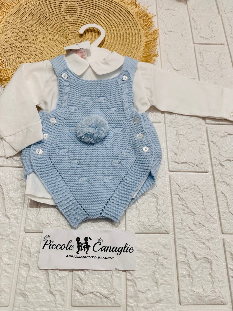 Salopetta Pon Pon Celeste - Piccole Canaglie - PC24565