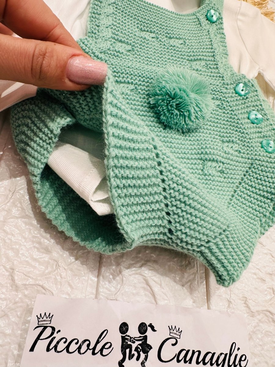 Salopetta Pon Pon Verde - Piccole Canaglie - PC24586