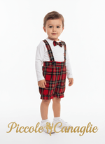 Salopetta scozzese bimbo bianco - Piccole Canaglie - 