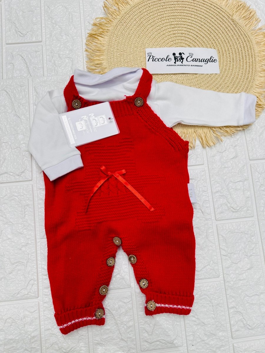 Salopette melani rossa con Lupetto - Piccole Canaglie - PC23303