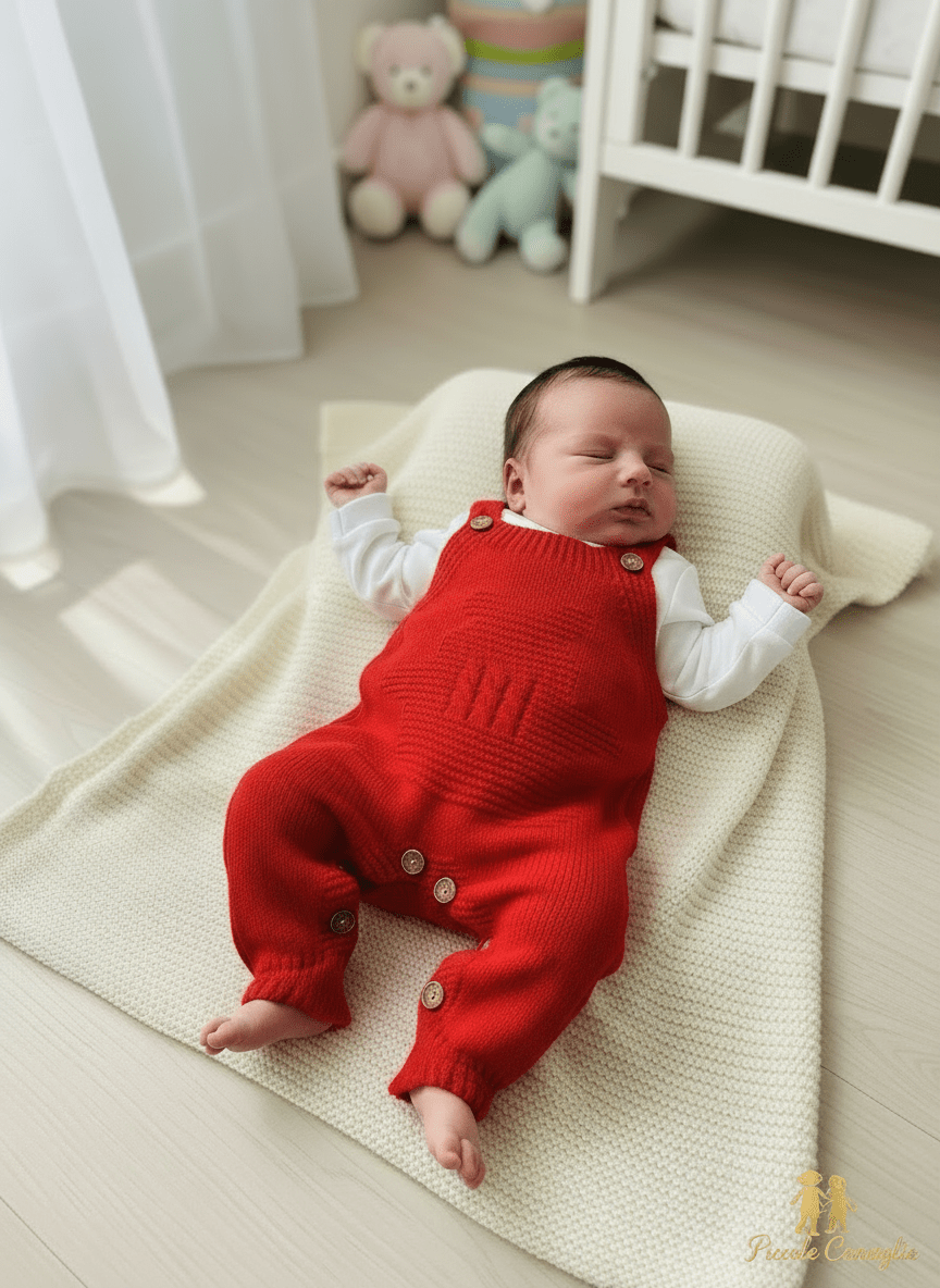 Salopette melani rossa con Lupetto - Piccole Canaglie - PC23303