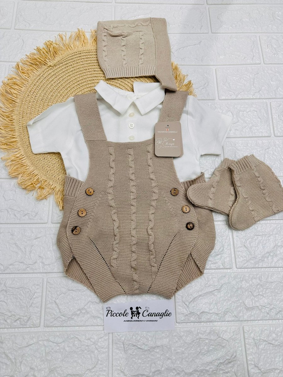 Salopette Pagliaccetto Beige Ng2045 - Piccole Canaglie - PC25857