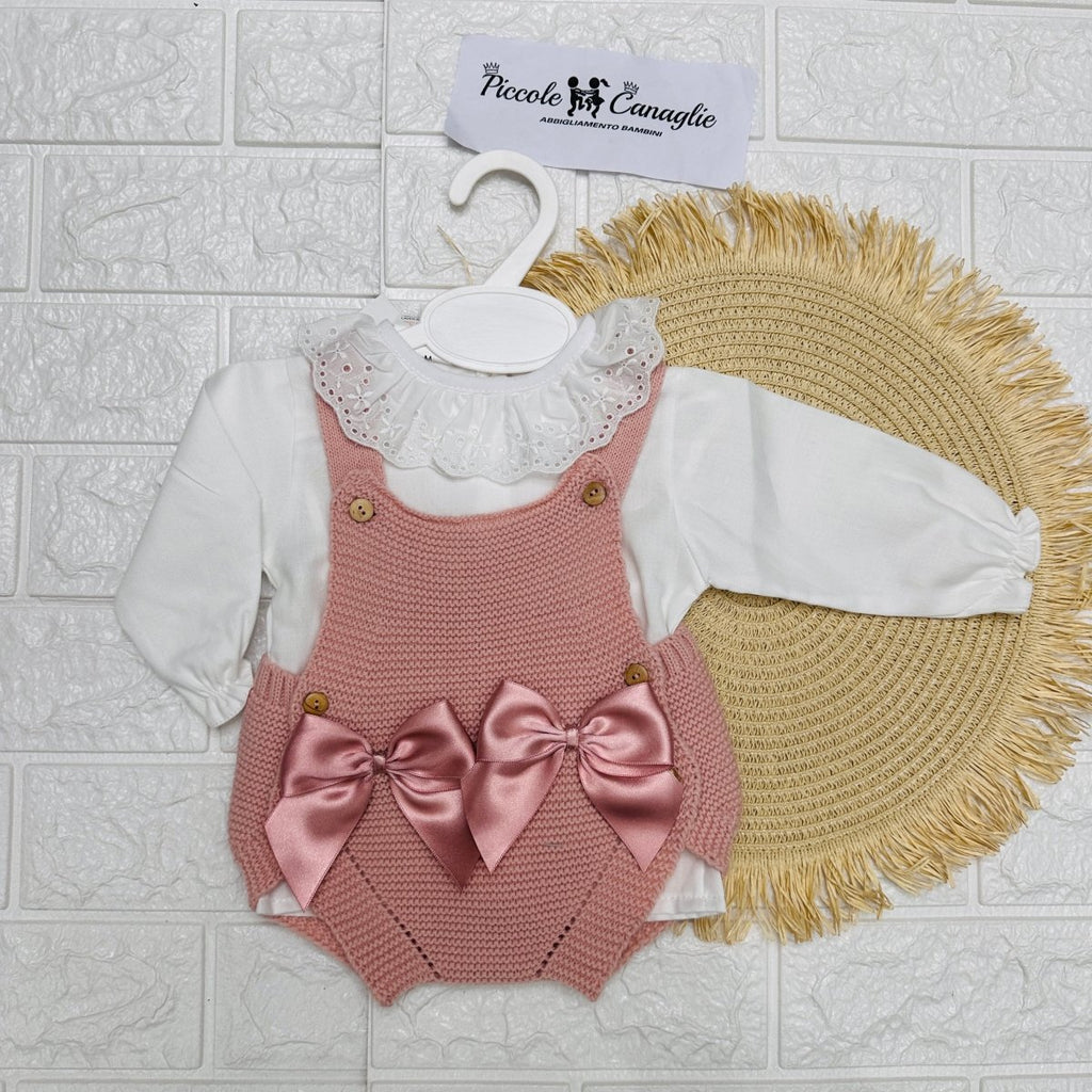 Saloppetta 2 fiocchi Rosa Antico - Piccole Canaglie - PC22964